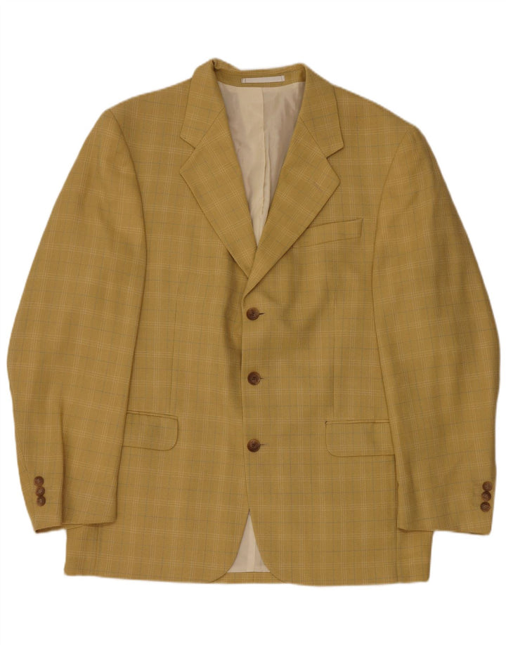 Vestra Mens 3 Button Blazer Jacket UK 38 Medium Yellow Check
