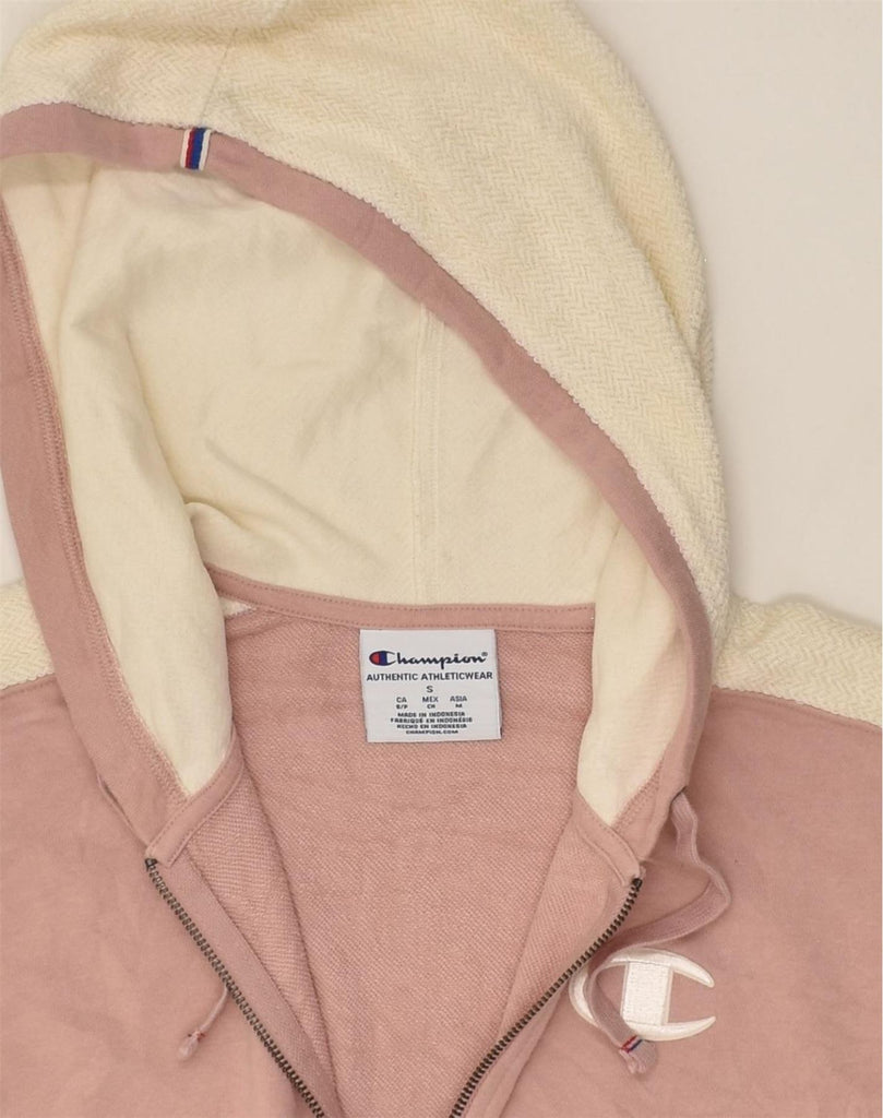 CHAMPION Womens Zip Hoodie Sweater UK 8 Small Beige Cotton | Vintage Champion | Thrift | Second-Hand Champion | Used Clothing | Messina Hembry 