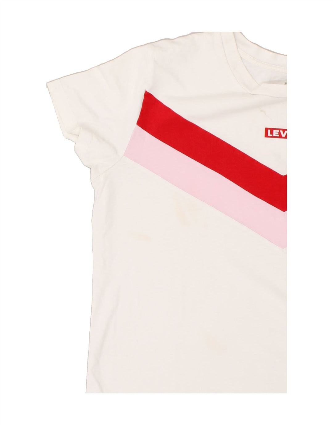 LEVI'S Womens T-Shirt Top UK 14 Medium White Colourblock Cotton Vintage Levi's and Second-Hand Levi's from Messina Hembry 