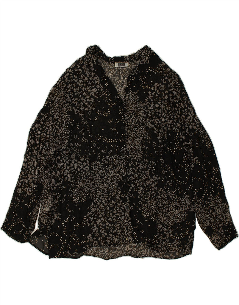 PERTE DY KRIZIA Womens Shirt UK 22 3XL Black Spotted Viscose | Vintage Perte dy Krizia | Thrift | Second-Hand Perte dy Krizia | Used Clothing | Messina Hembry 