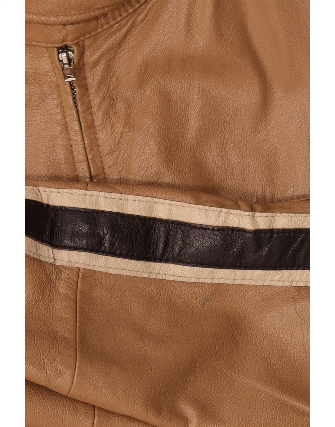 Vintage Mens Leather Jacket IT 54 XL Beige Colourblock Leather