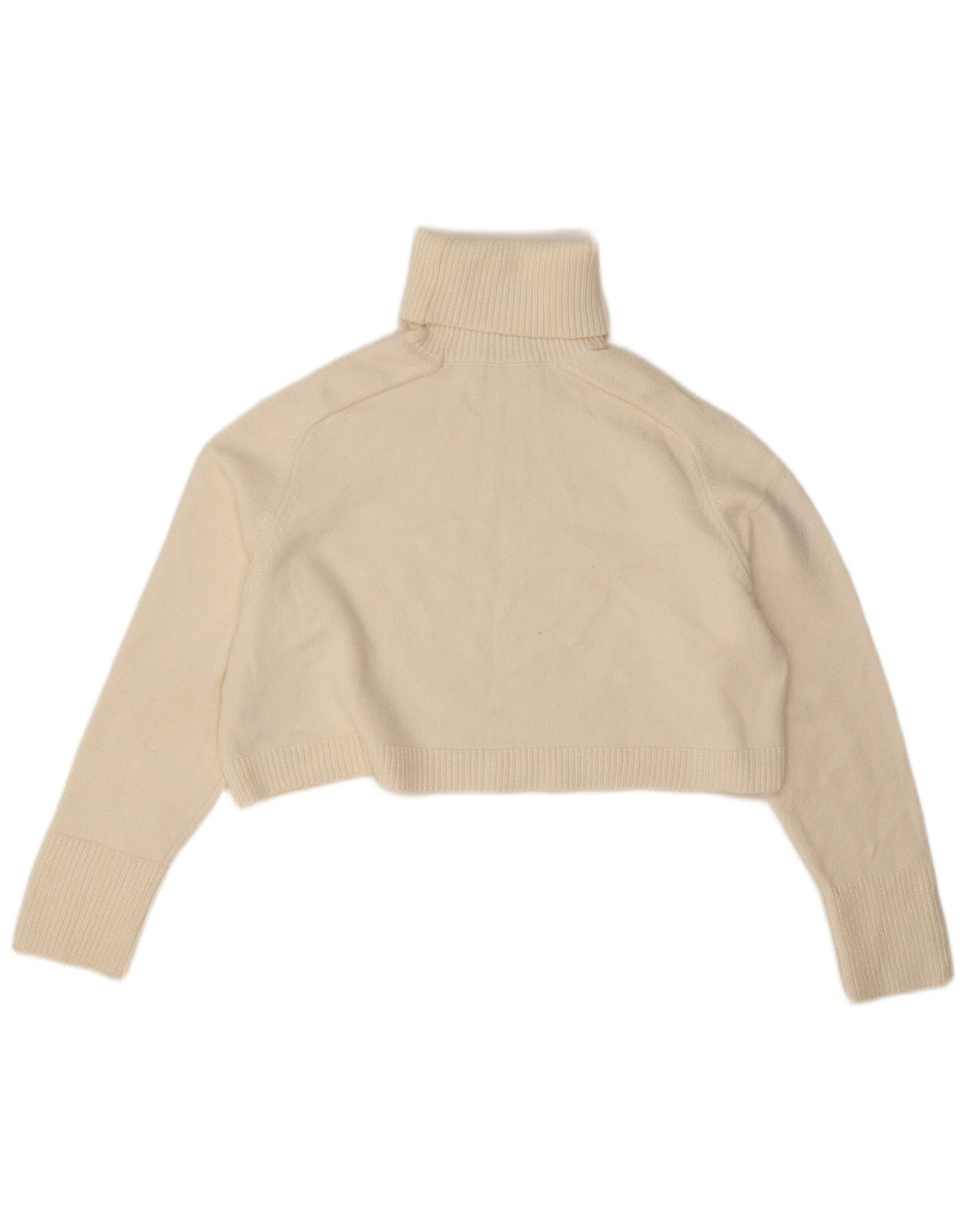 Zara Womens Crop Oversized Roll Neck Jumper Sweater UK 14 Medium Off White