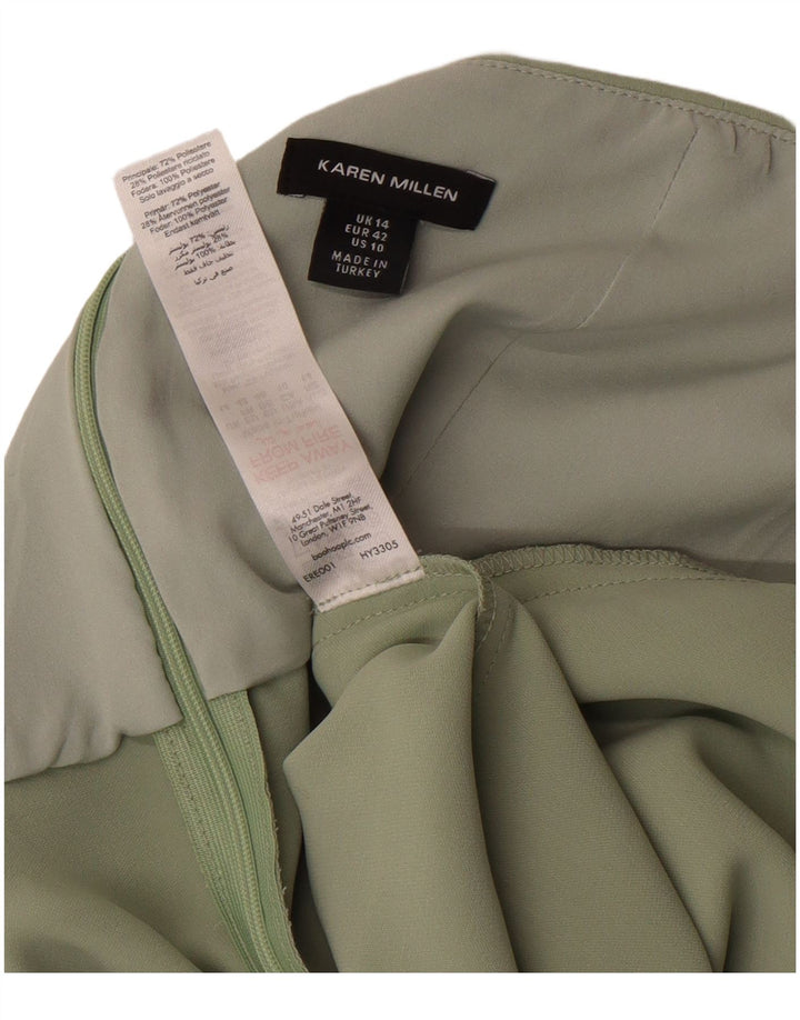 KAREN MILLEN Womens Halter Dress UK 14 Large Green Polyester