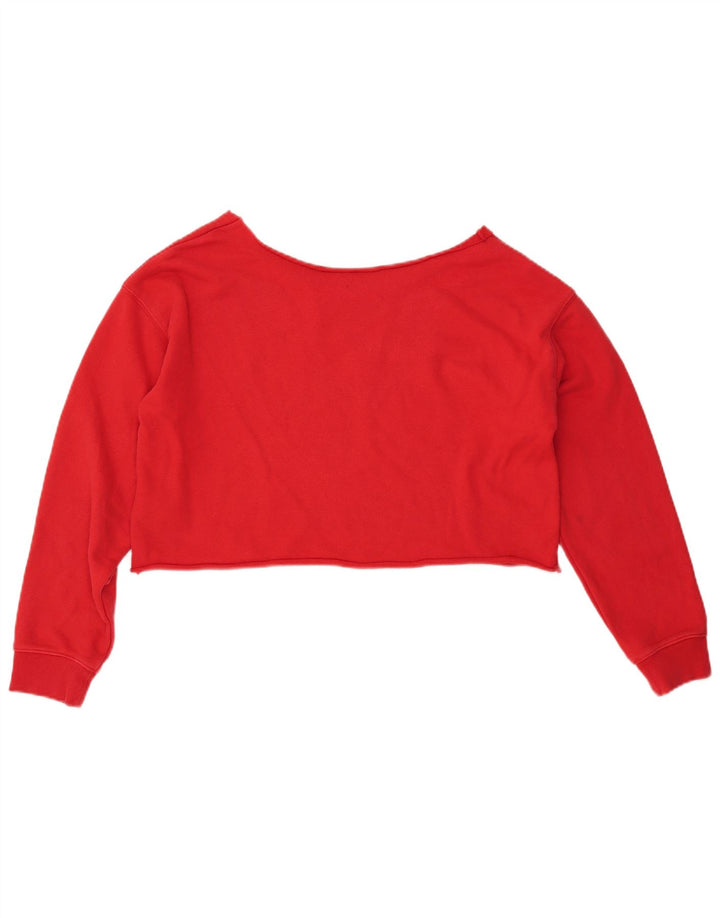 LEVI'S Womens Oversized Crop Graphic Sweatshirt Jumper UK 6 XS Red Cotton