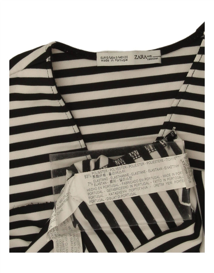 ZARA Womens Crop Sleeveless Blouse Top UK 8 Small Black Striped Polyester Vintage Zara and Second-Hand Zara from Messina Hembry 