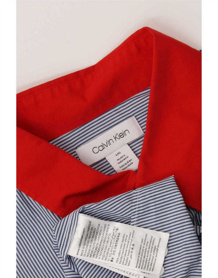 Calvin Klein Mens Shirt Large Blue Pinstripe Cotton