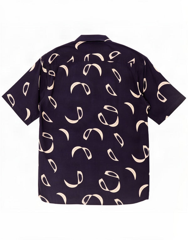 Cotton Club Mens Abstract Pattern Short Sleeve Shirt Large Navy Blue