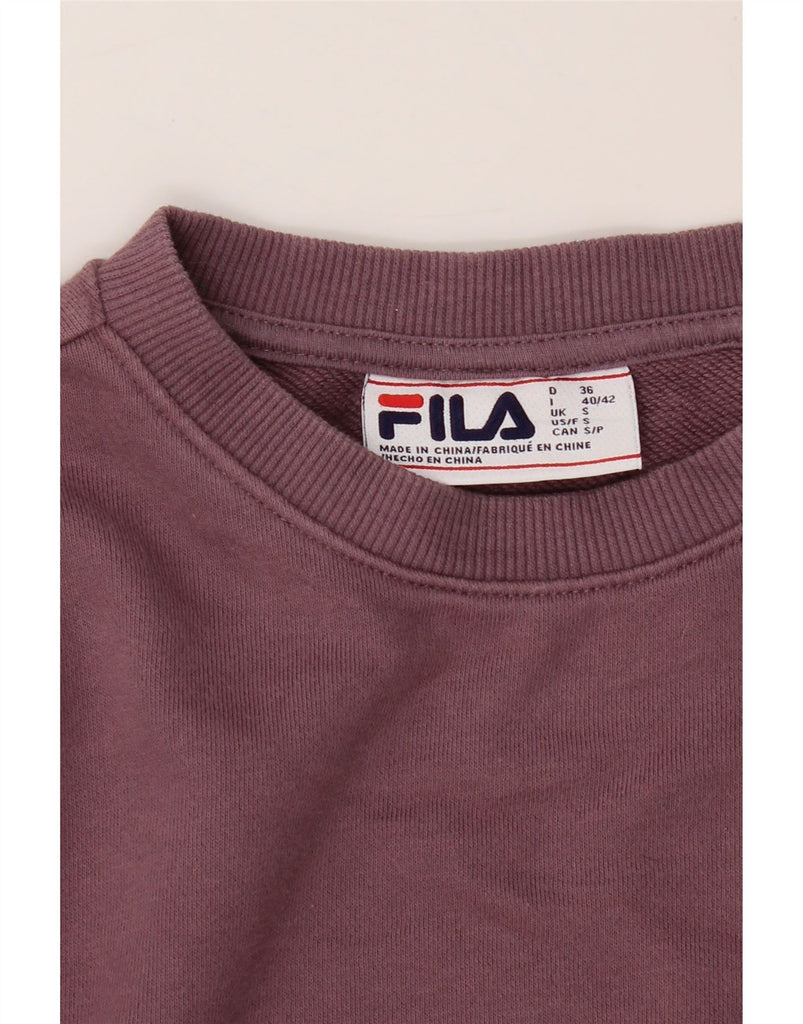FILA Womens Oversized Sweatshirt Jumper UK 10 Small Burgundy Cotton Vintage Fila and Second-Hand Fila from Messina Hembry 