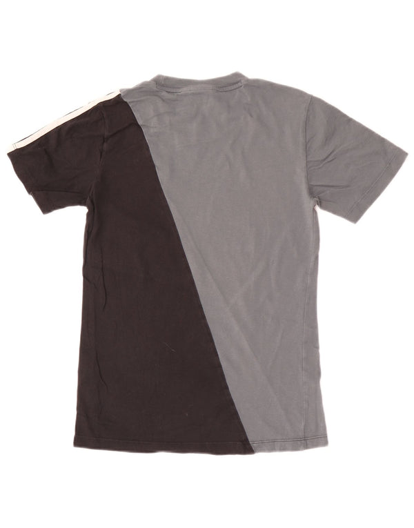 Adidas Womens T-Shirt Top UK 6 XS Grey Colourblock Cotton