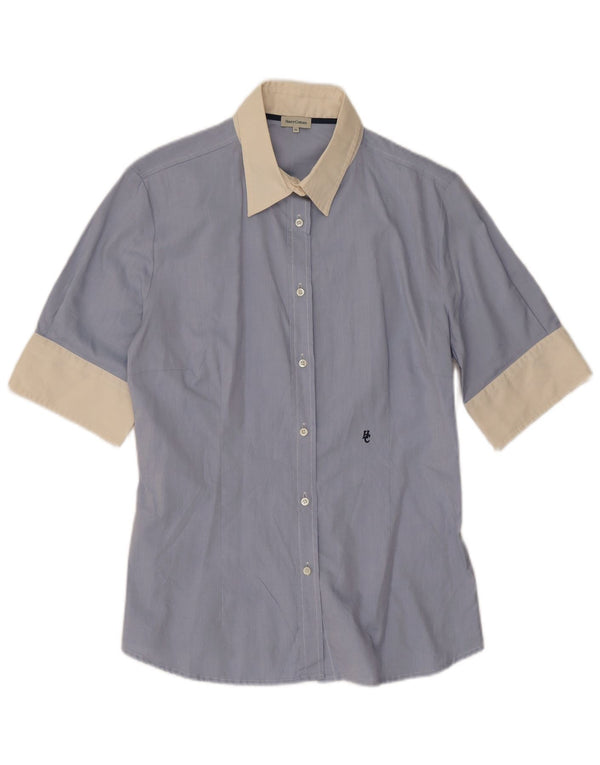 Henry Cottons Womens Short Sleeve Shirt IT 52 2XL Blue Colourblock Cotton