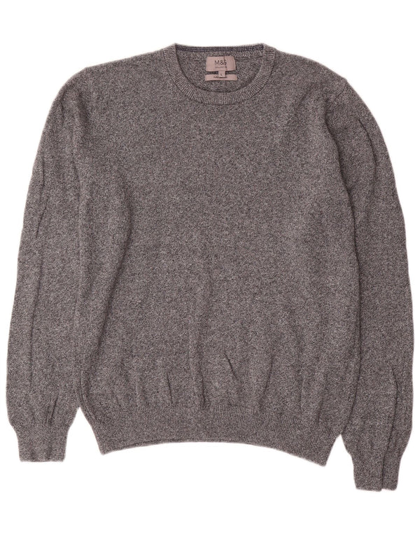 Marks & Spencer Mens Crew Neck Jumper Sweater Large Grey Flecked Cotton