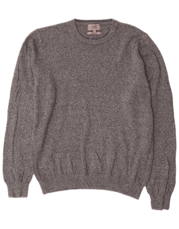 Marks & Spencer Mens Crew Neck Jumper Sweater Large Grey Flecked Cotton