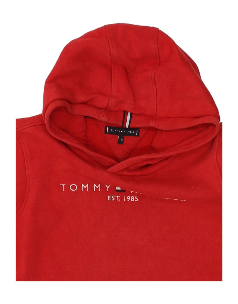 TOMMY HILFIGER Boys Graphic Hoodie Jumper 9-10 Years Red Cotton | Vintage Tommy Hilfiger | Thrift | Second-Hand Tommy Hilfiger | Used Clothing | Messina Hembry 