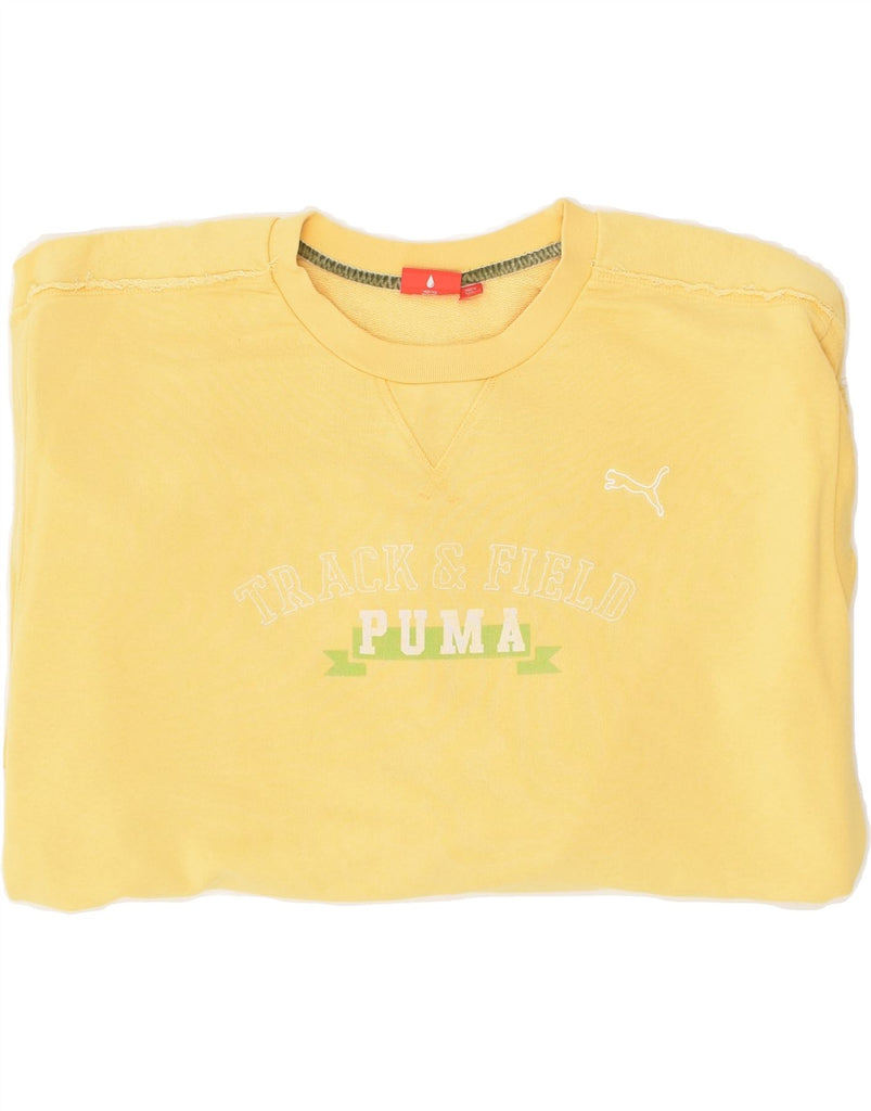 PUMA Mens Graphic Sweatshirt Jumper XL Yellow Cotton | Vintage Puma | Thrift | Second-Hand Puma | Used Clothing | Messina Hembry 