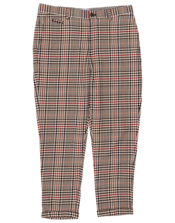 Zara Mens Cropped Trousers EU 40 Medium W31 L25 Beige Check Polyester