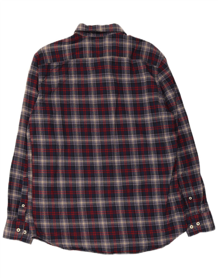 CARRERA Mens Regular Fit Flannel Shirt Large Navy Blue Check