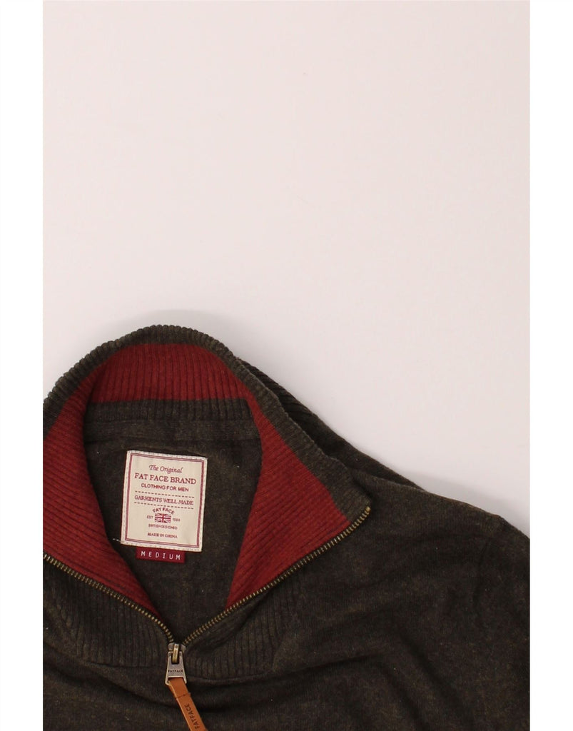 FAT FACE Mens Zip Neck Jumper Sweater Medium Brown Cotton Vintage Fat Face and Second-Hand Fat Face from Messina Hembry 
