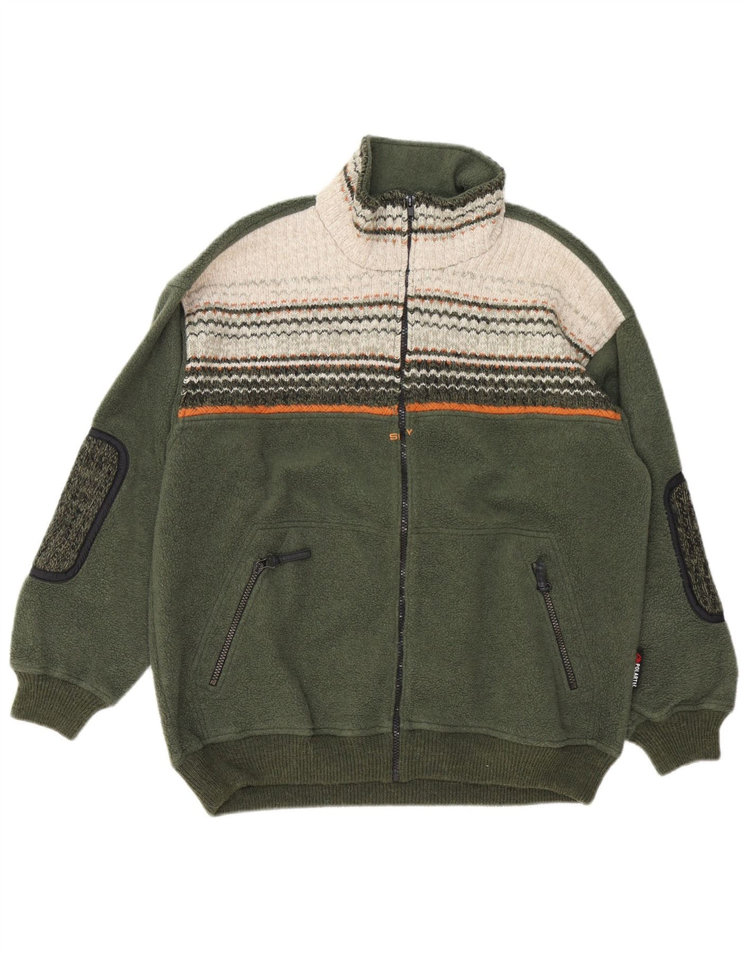 Silvy Mens Fleece Jacket UK 40 Large Green Colourblock Polyester