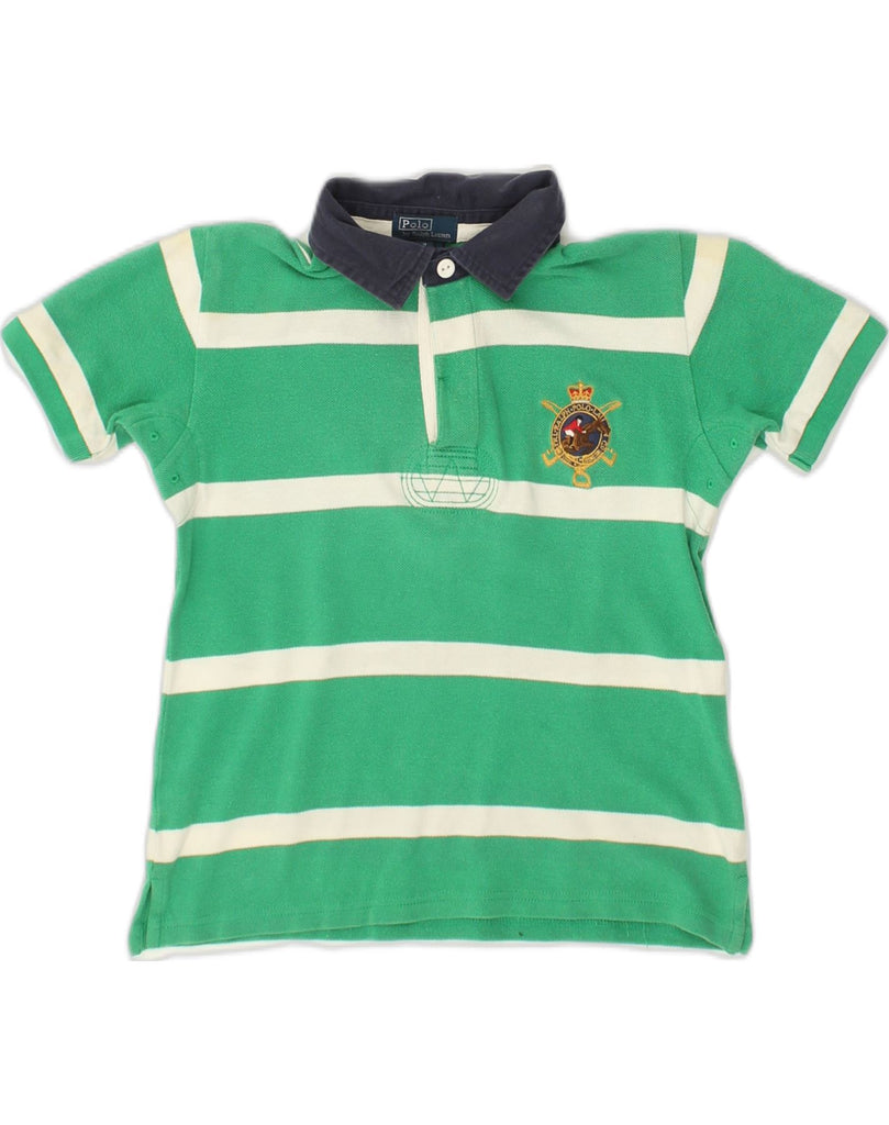 POLO RALPH LAUREN Boys Polo Shirt 6-7 Years Green Striped Cotton | Vintage Polo Ralph Lauren | Thrift | Second-Hand Polo Ralph Lauren | Used Clothing | Messina Hembry 