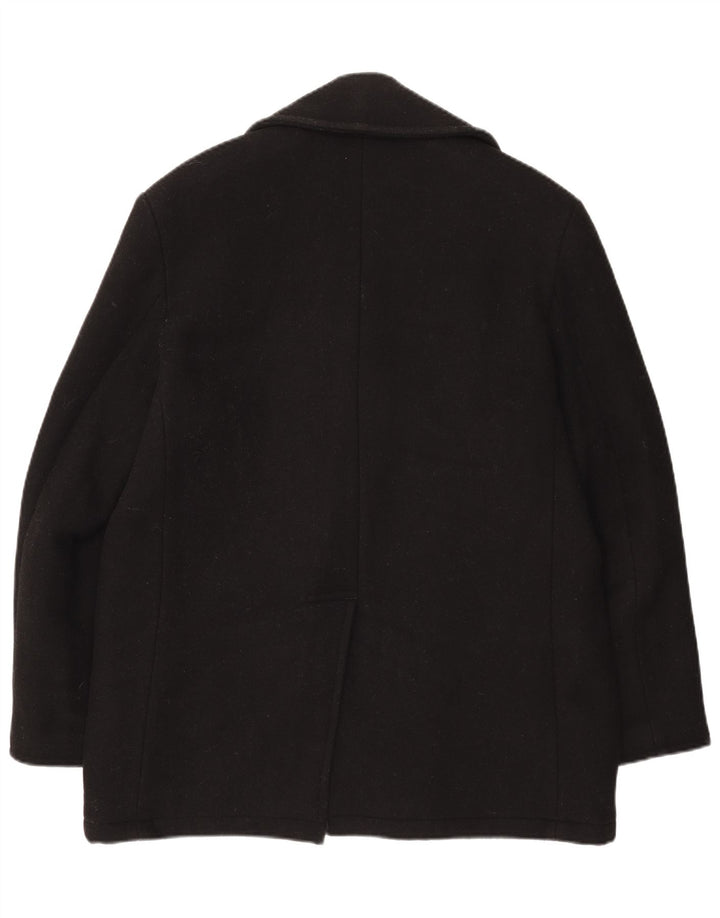 Vintage Mens Pea Coat UK 38 Medium Black Wool