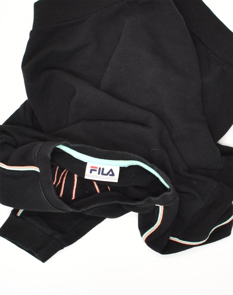 FILA Womens Graphic Sweatshirt Jumper UK 18 XL Black Cotton | Vintage Fila | Thrift | Second-Hand Fila | Used Clothing | Messina Hembry 