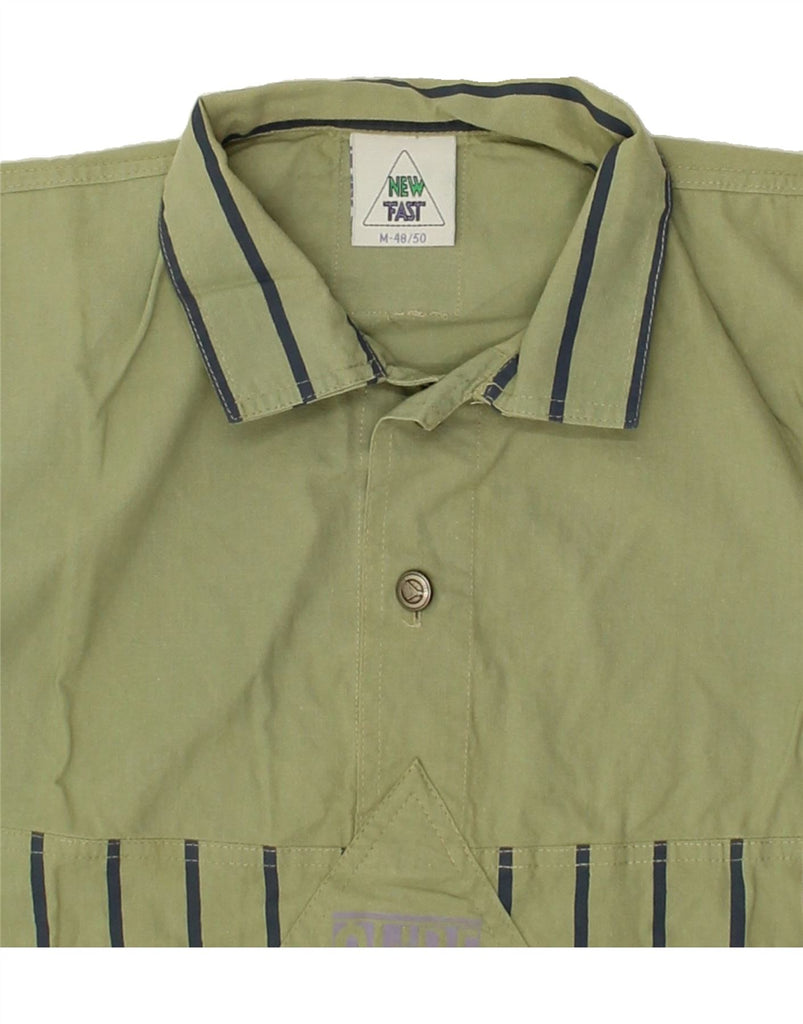 NEW FAST Mens Loose Fit Polo Shirt IT 48/50 Medium Green Cotton Vintage New Fast and Second-Hand New Fast from Messina Hembry 