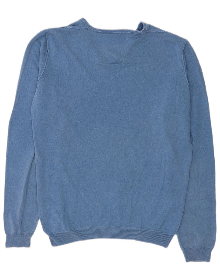 Trussardi Jeans Mens V-Neck Jumper Sweater Medium Blue Cotton