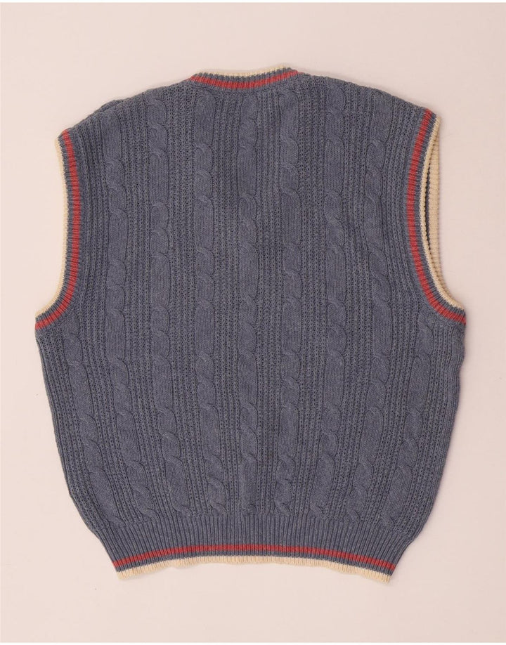 Vintage Mens Vest Tank Top Large Blue Cotton