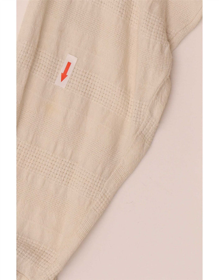 Vintage Mens Shirt Large Off White Geometric Linen