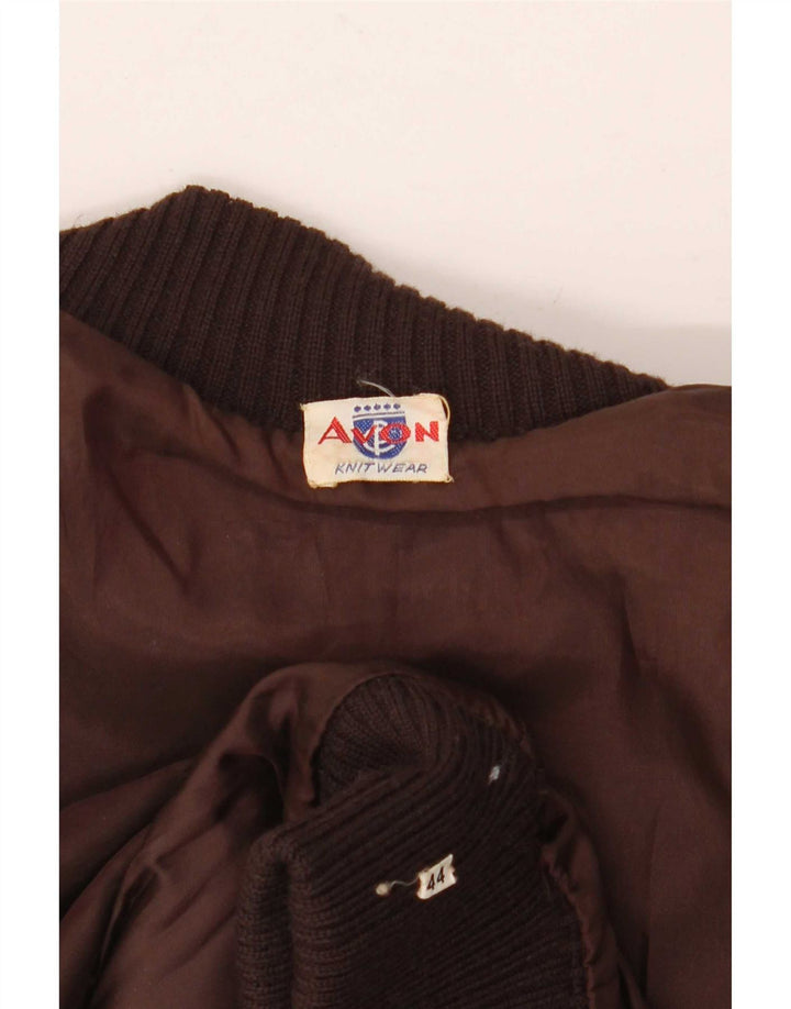 Vintage Womens Knit Leather Jacket IT 44 Medium Brown