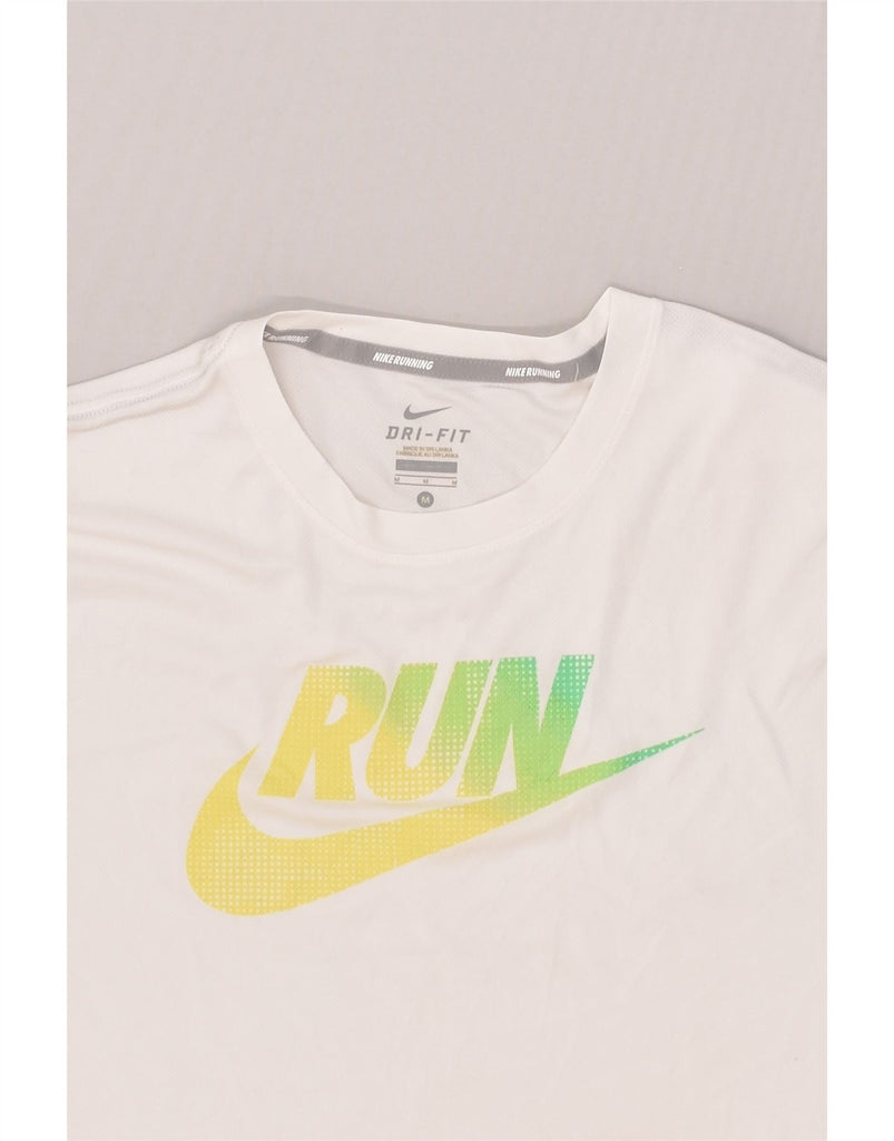 NIKE Mens Dri Fit Graphic T-Shirt Top Medium White Polyester | Vintage Nike | Thrift | Second-Hand Nike | Used Clothing | Messina Hembry 