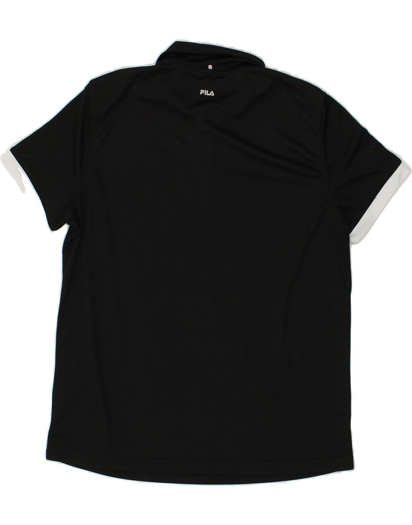 FILA Mens Polo Shirt Large Black Polyester | Vintage Fila | Thrift | Second-Hand Fila | Used Clothing | Messina Hembry 