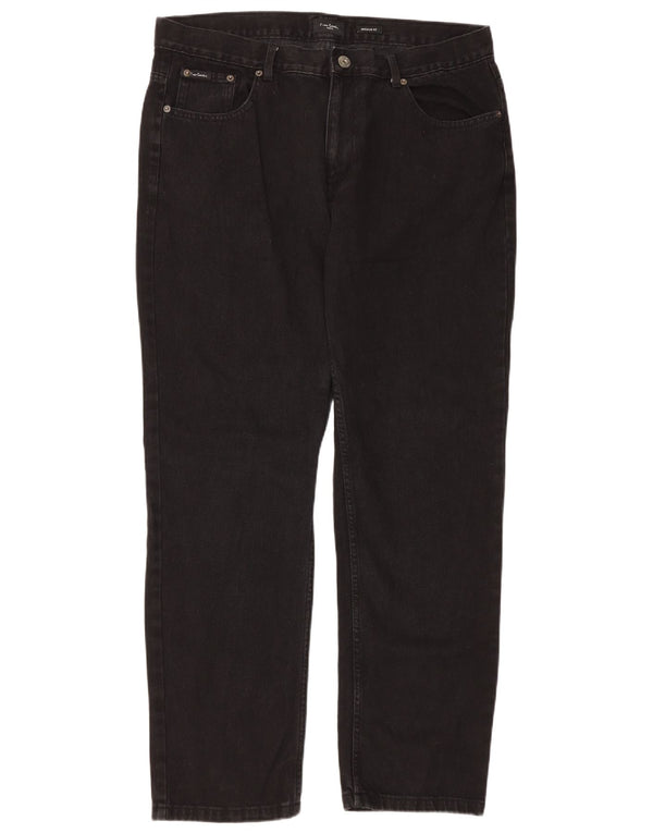 Pierre Cardin Mens Regular Fit Straight Jeans W38 L31 Black Cotton