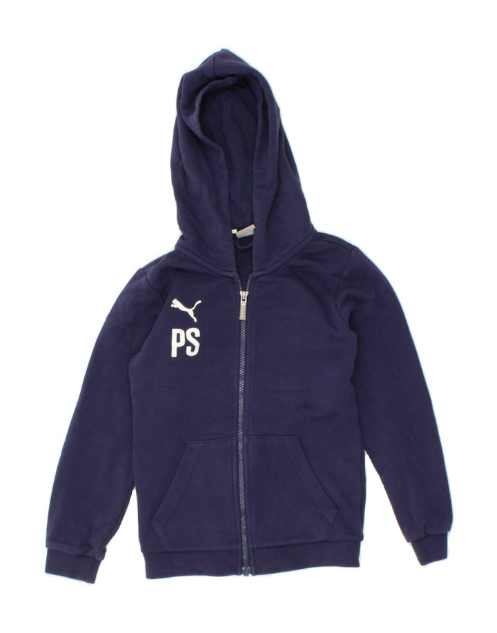 PUMA Boys Graphic Zip Hoodie Sweater 7-8 Years Navy Blue Cotton Vintage Puma and Second-Hand Puma from Messina Hembry 