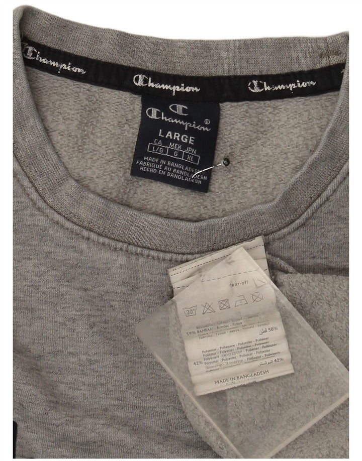 Champion Mens Graphic Sweatshirt Jumper Large Grey Cotton