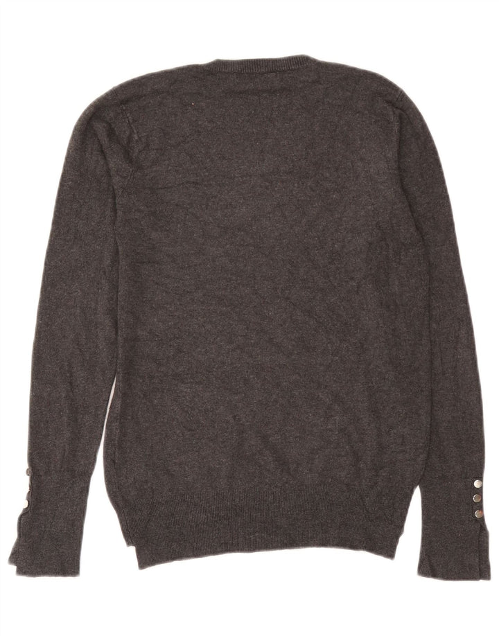 Zara Womens Crew Neck Jumper Sweater UK 12 Medium Grey Flecked Viscose