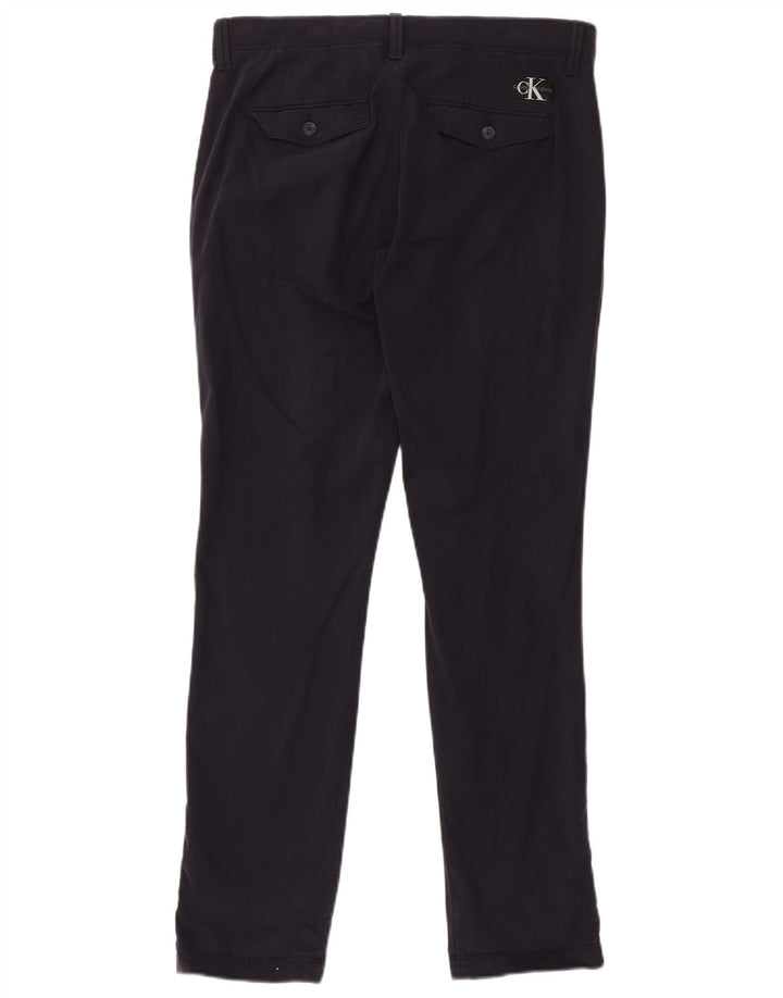 CALVIN KLEIN Mens Slim Chino Trousers W31 L32 Navy Blue Cotton
