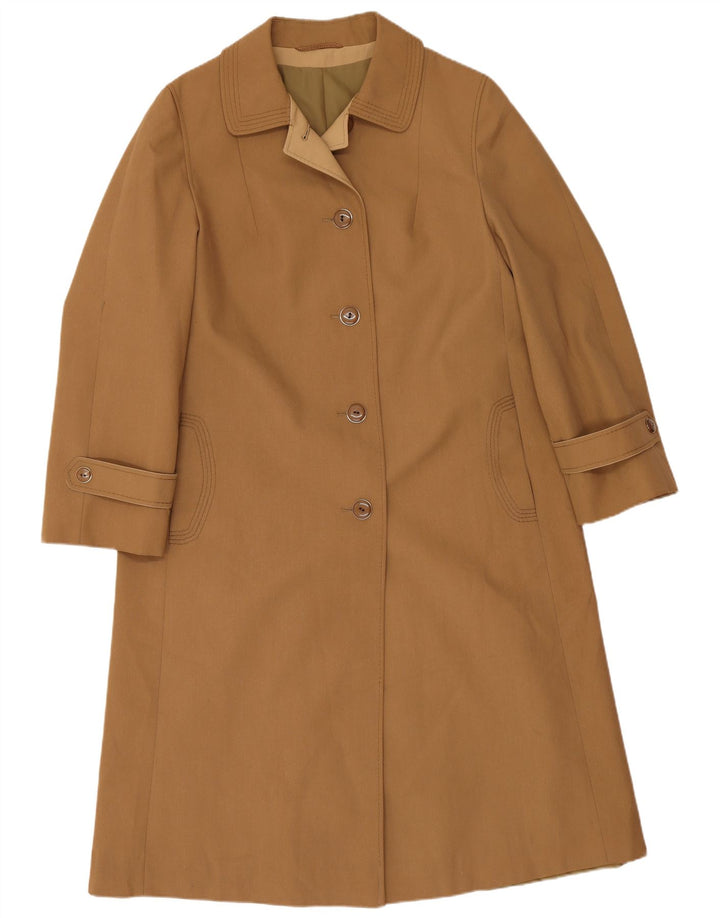 Vintage Womens Overcoat EU 38 Medium Beige Polyester
