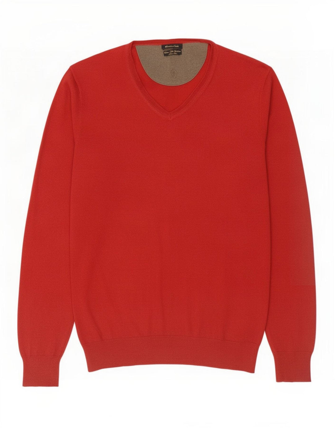 Massimo Dutti Mens V-Neck Jumper Sweater Medium Red Cotton