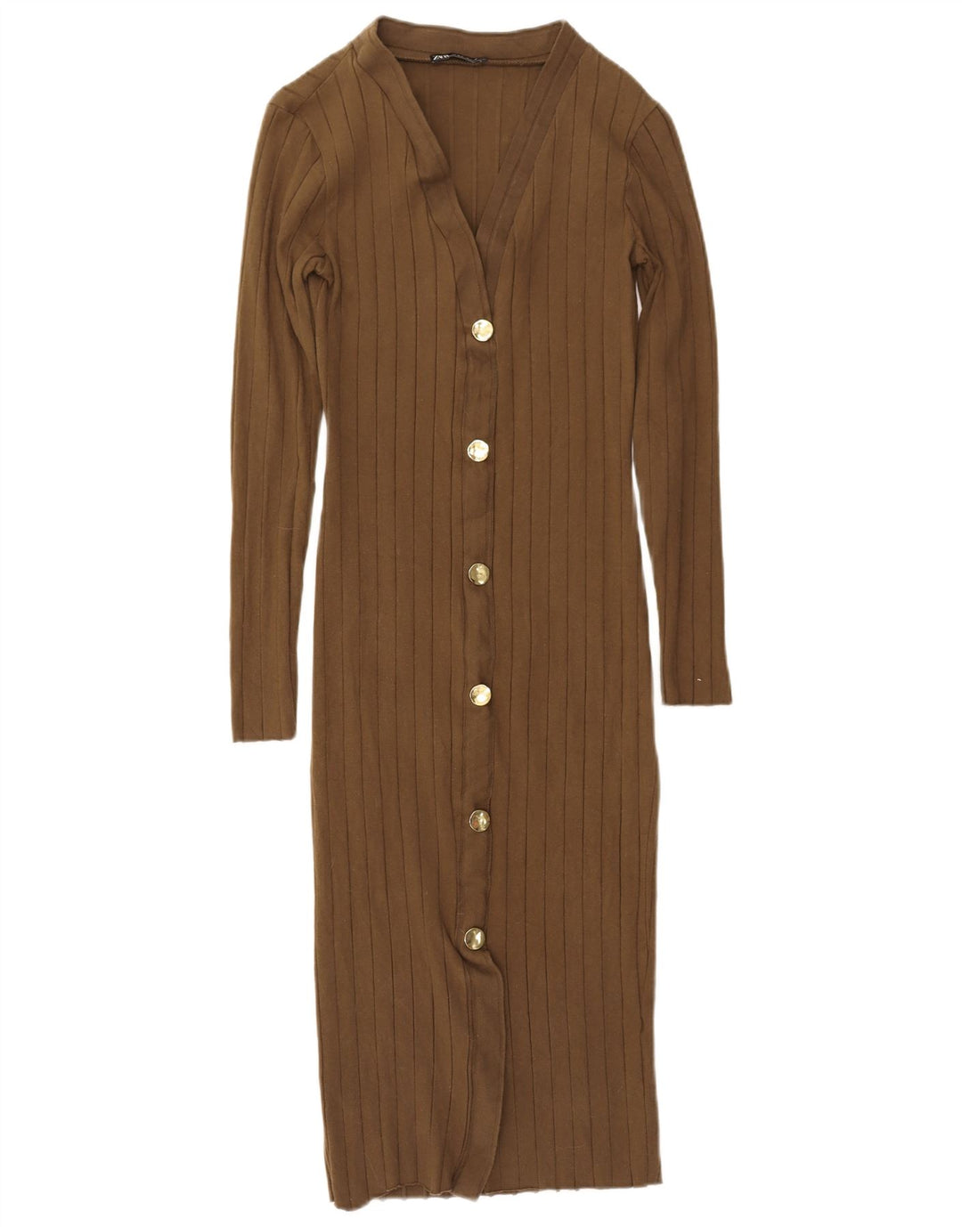 Zara Womens Long Sleeve Maxi Dress UK 12 Medium Khaki