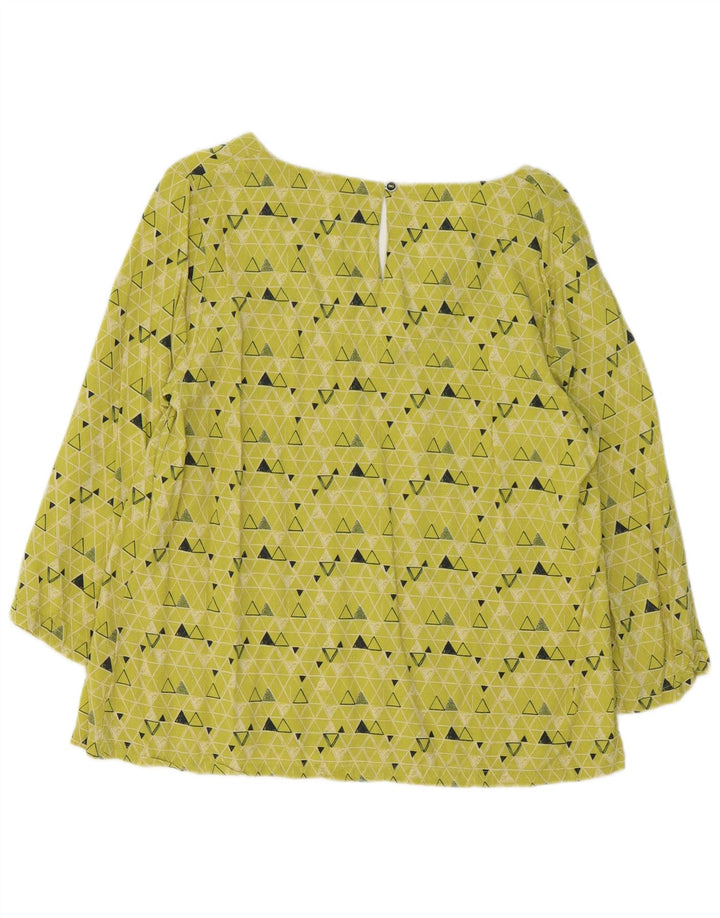 White Stuff Womens 3/4 Sleeve Blouse Top UK 12 Medium Green Geometric