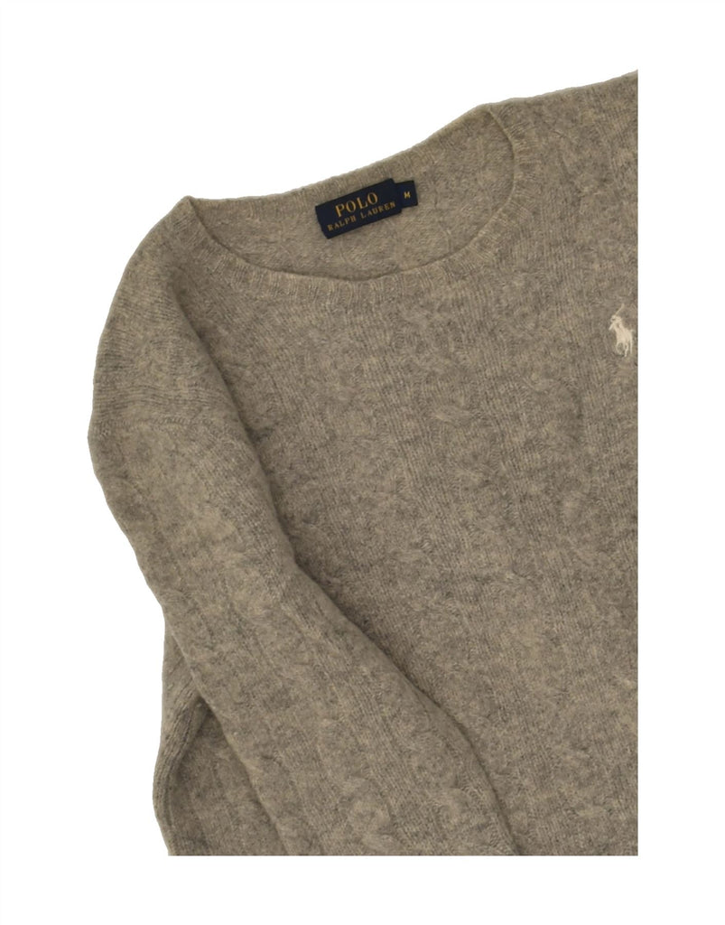 POLO RALPH LAUREN Womens Crop Boat Neck Jumper Sweater UK 12 Medium Grey | Vintage Polo Ralph Lauren | Thrift | Second-Hand Polo Ralph Lauren | Used Clothing | Messina Hembry 