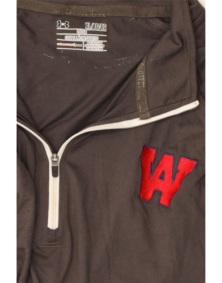 UNDER ARMOUR Mens Zip Neck Pullover Tracksuit Top XL Brown Polyester Vintage Under Armour and Second-Hand Under Armour from Messina Hembry 