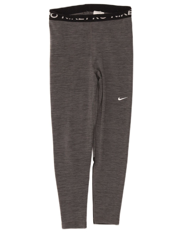 Nike Womens Dri Fit Graphic Leggings UK 10 Small  Grey Flecked Polyester