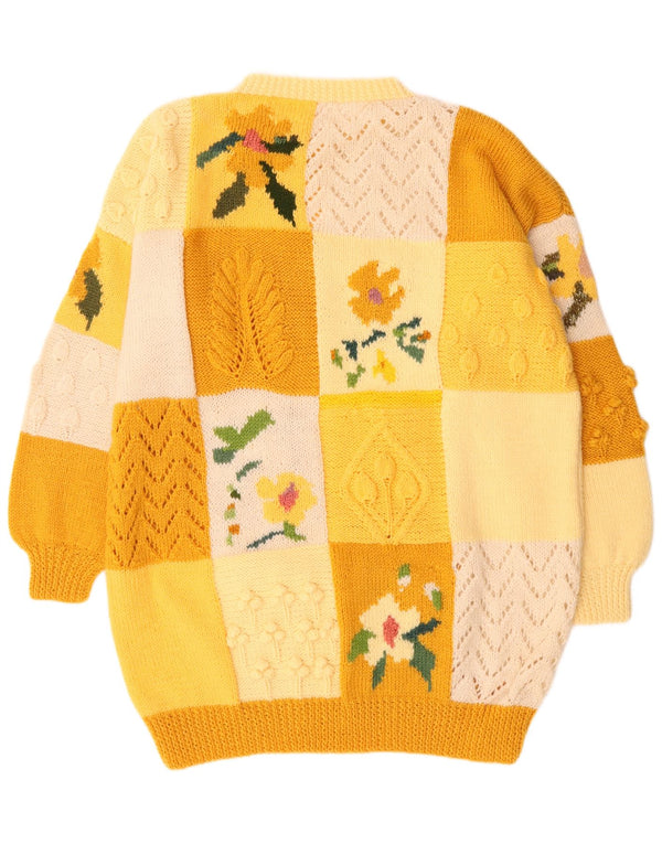 Vintage Womens Long Sleeve Jumper Dress UK 22 3XL Yellow Patchwork