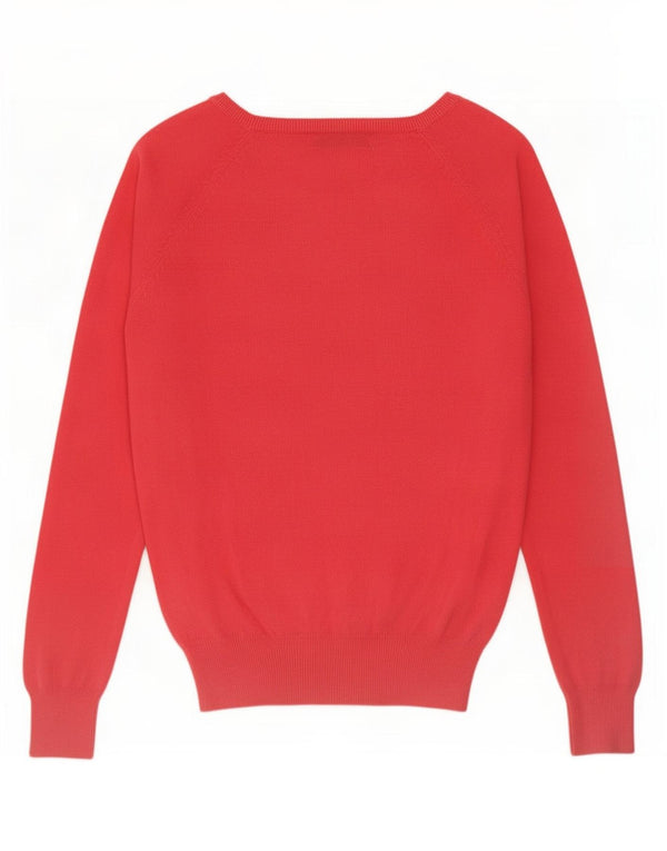 Zara Womens V-Neck Jumper Sweater UK 10 Small Pink Cotton