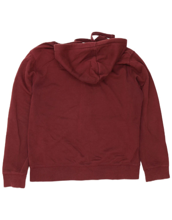 French Connection Mens Zip Hoodie Sweater Large Burgundy Cotton