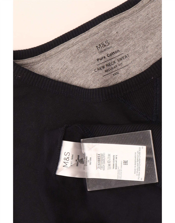 Marks & Spencer Mens Regular Fit Sweatshirt Jumper 3XL Navy Blue Cotton