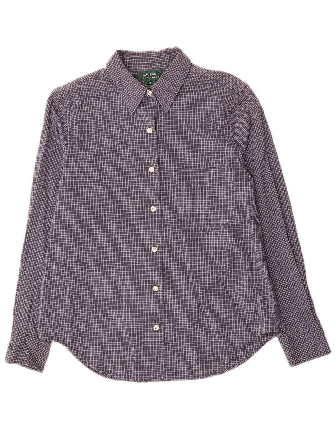 Ralph Lauren Womens Shirt US 12 Large Navy Blue Check Cotton