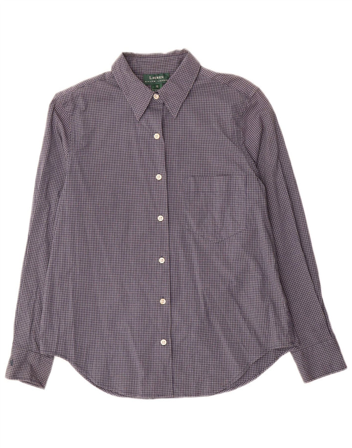 Ralph Lauren Womens Shirt US 12 Large Navy Blue Check Cotton